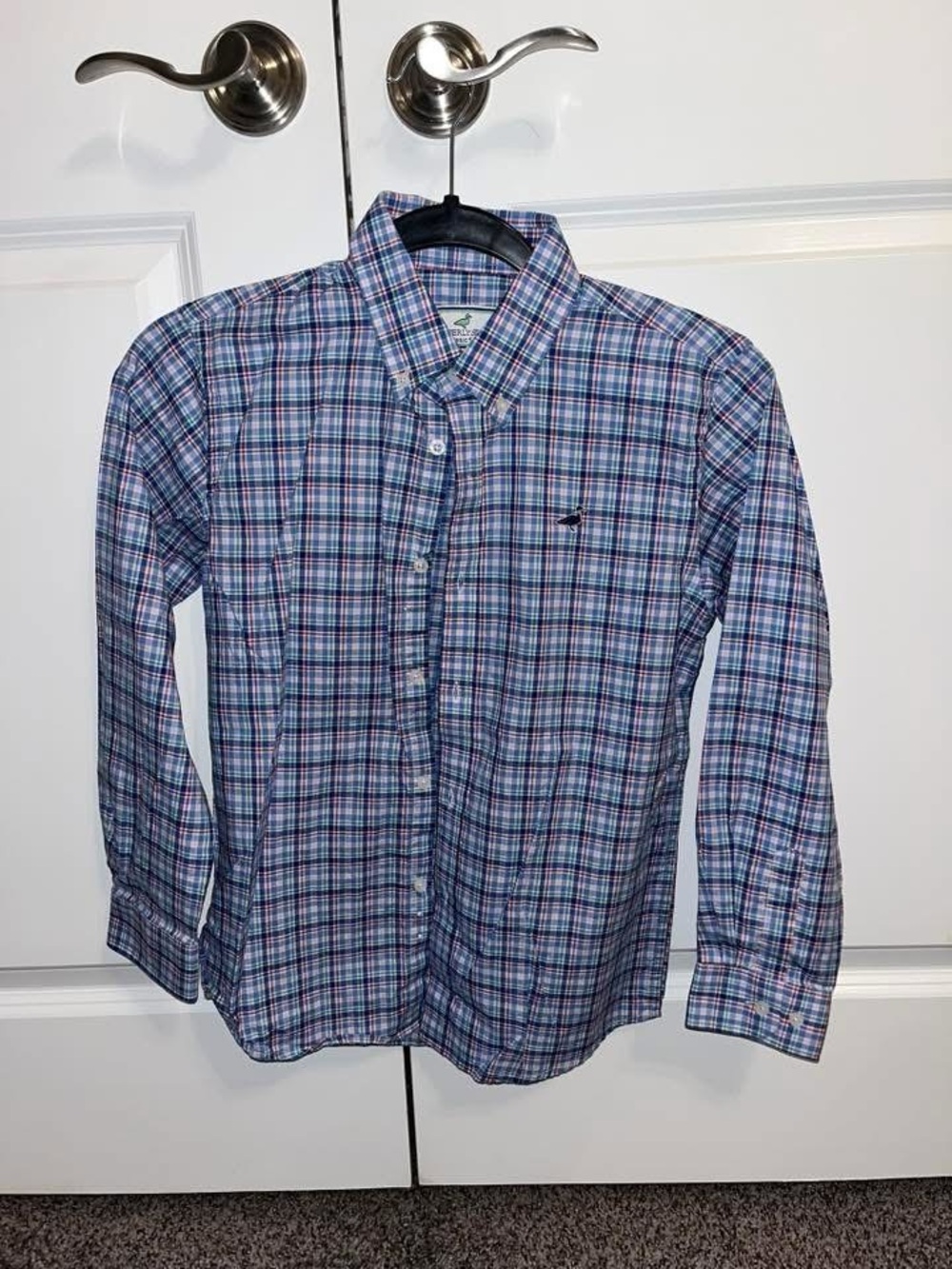 Kids Long-Sleeve Plaid Button-Down Shirt in Blue